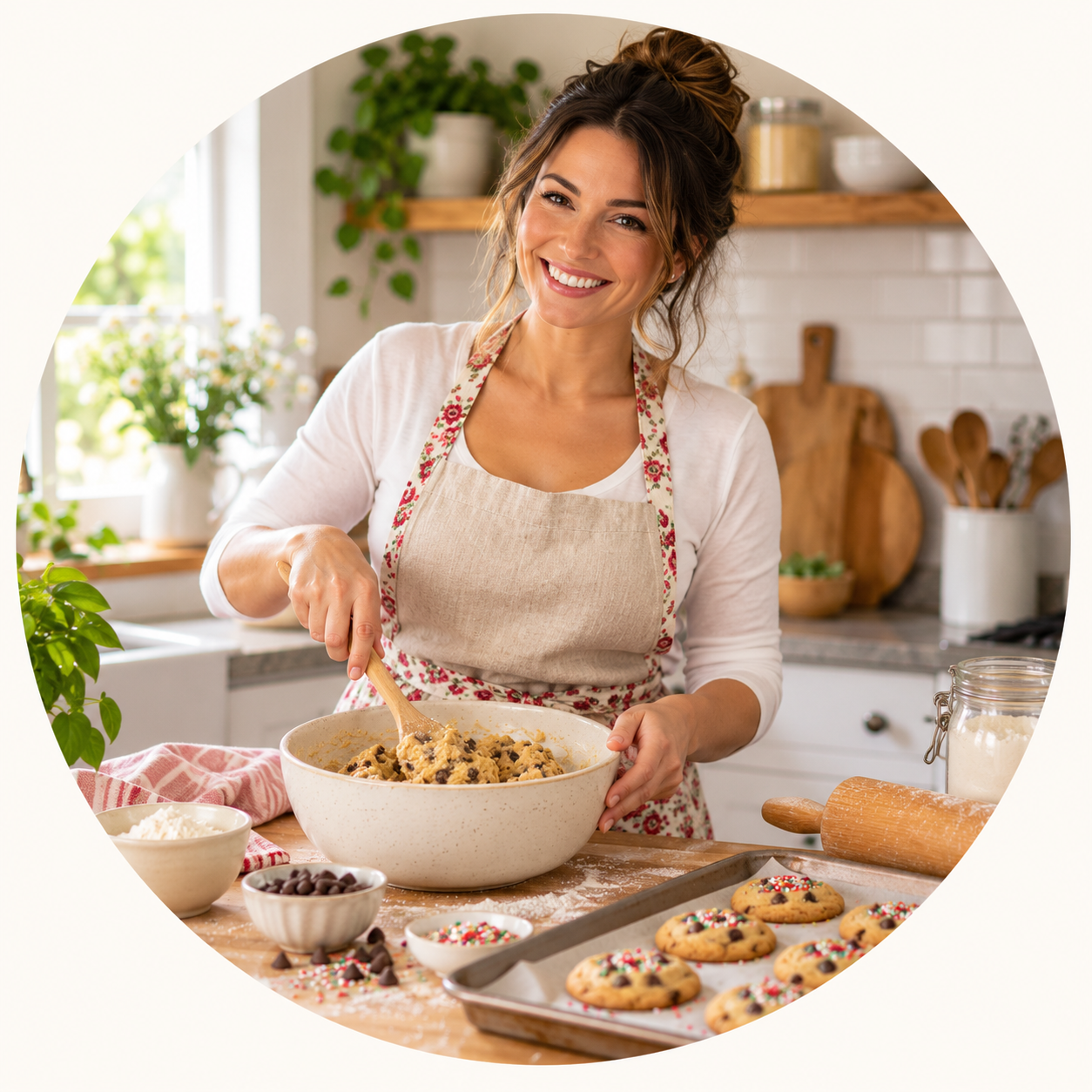Emily baking cookies