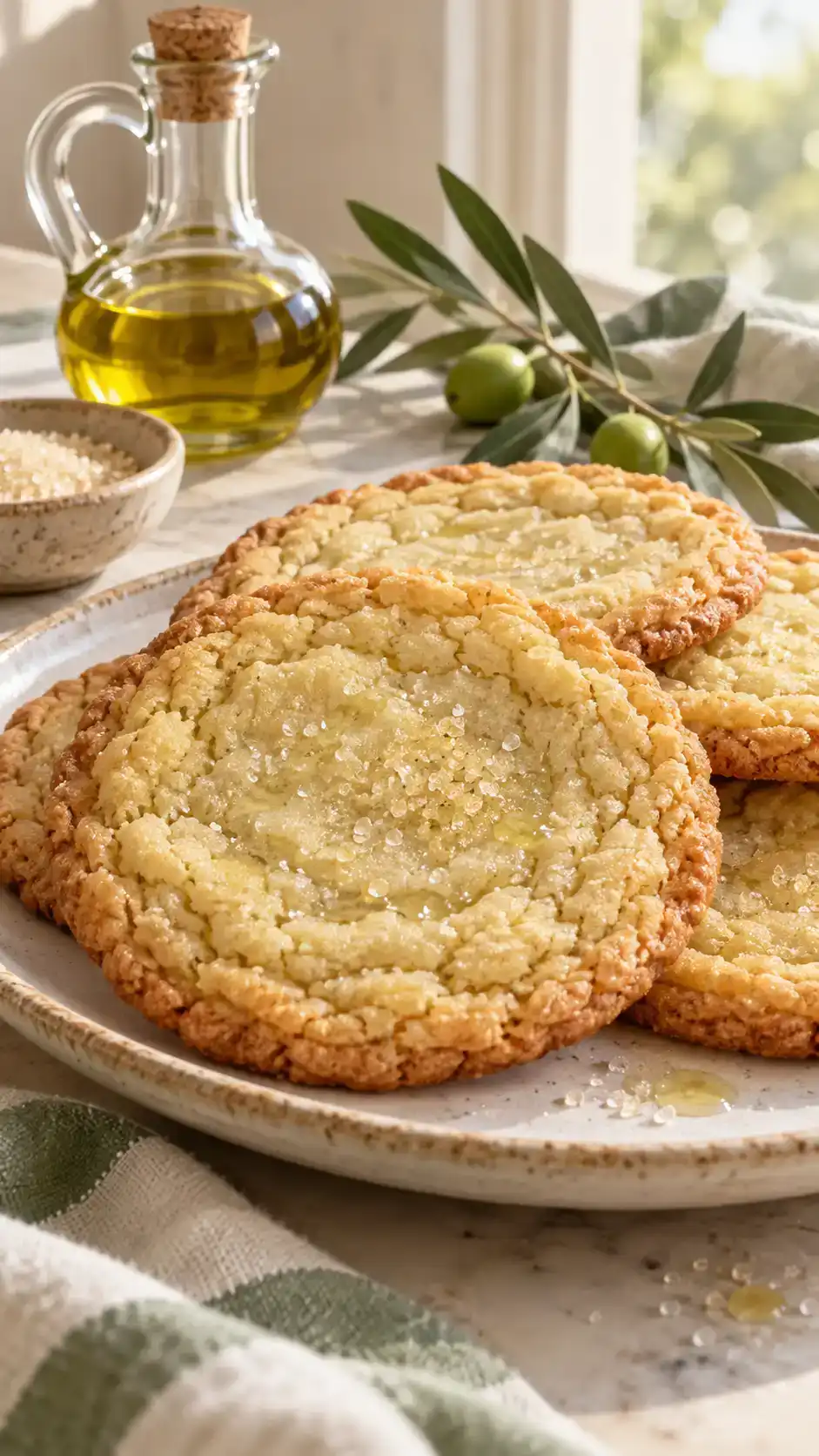 Chewy vanilla sugar cookies made with fruity olive oil instead of butter.