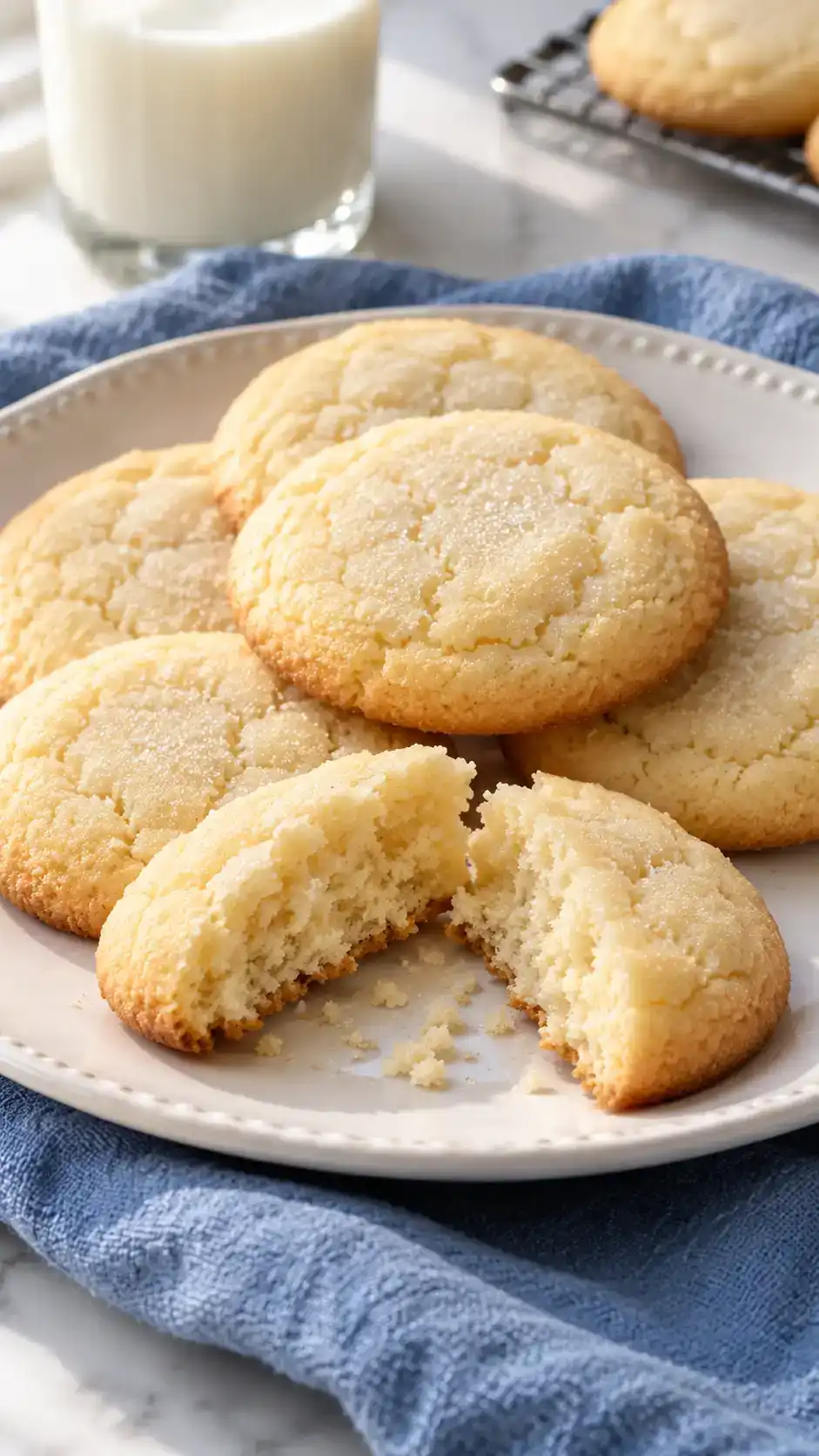 Old-fashioned shortening sugar cookies with tender centers and a touch of nutmeg.