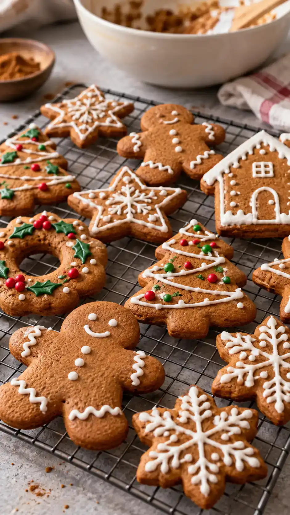 Gingerbread cookies without molasses: dark brown sugar cut-outs with ginger and cinnamon, made with cold butter and no scheduled chilling.