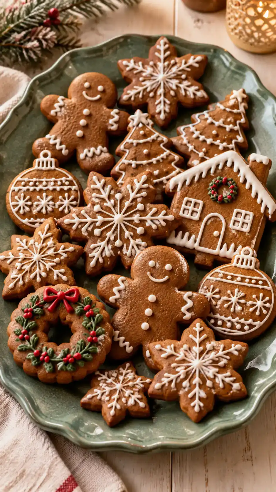 Gluten-free gingerbread cut-outs made with a dedicated 1:1 flour blend, molasses and warm spices.