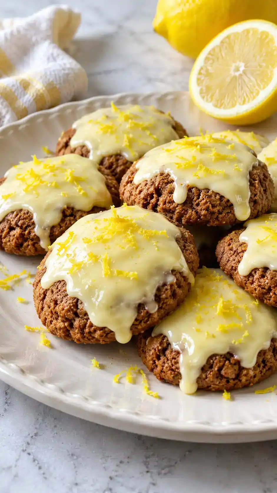 Lemon-zest gingerbread drop cookies with a bright fresh-lemon glaze over tender molasses centers.