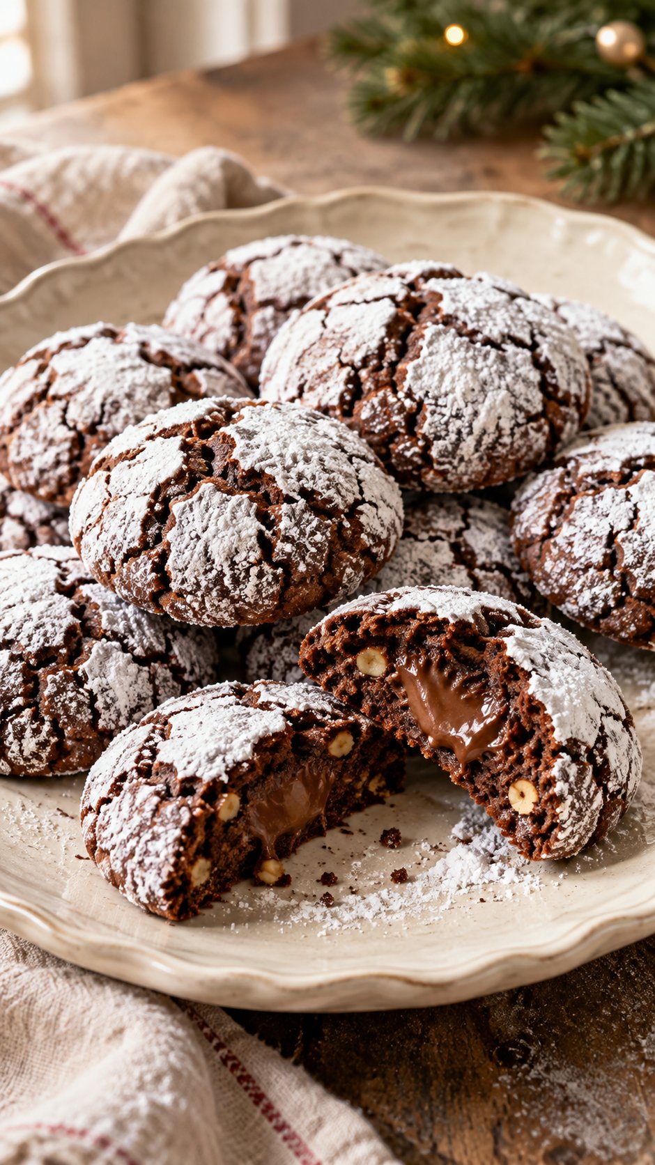 Hazelnut Chocolate Crinkle Cookies
