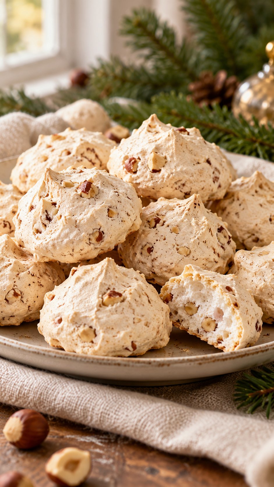 Hazelnut Meringue Drops