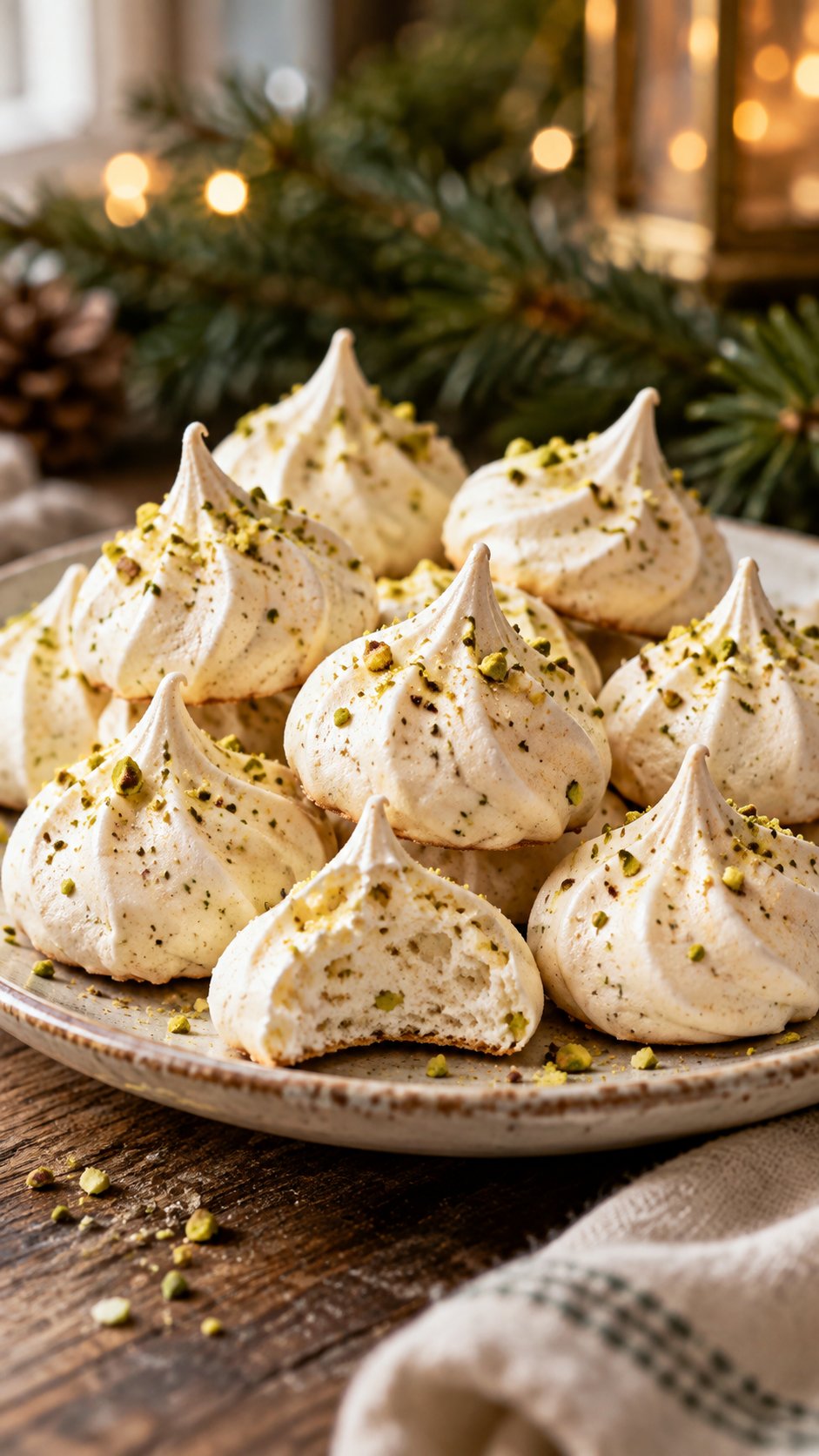 Pistachio Meringue Kisses