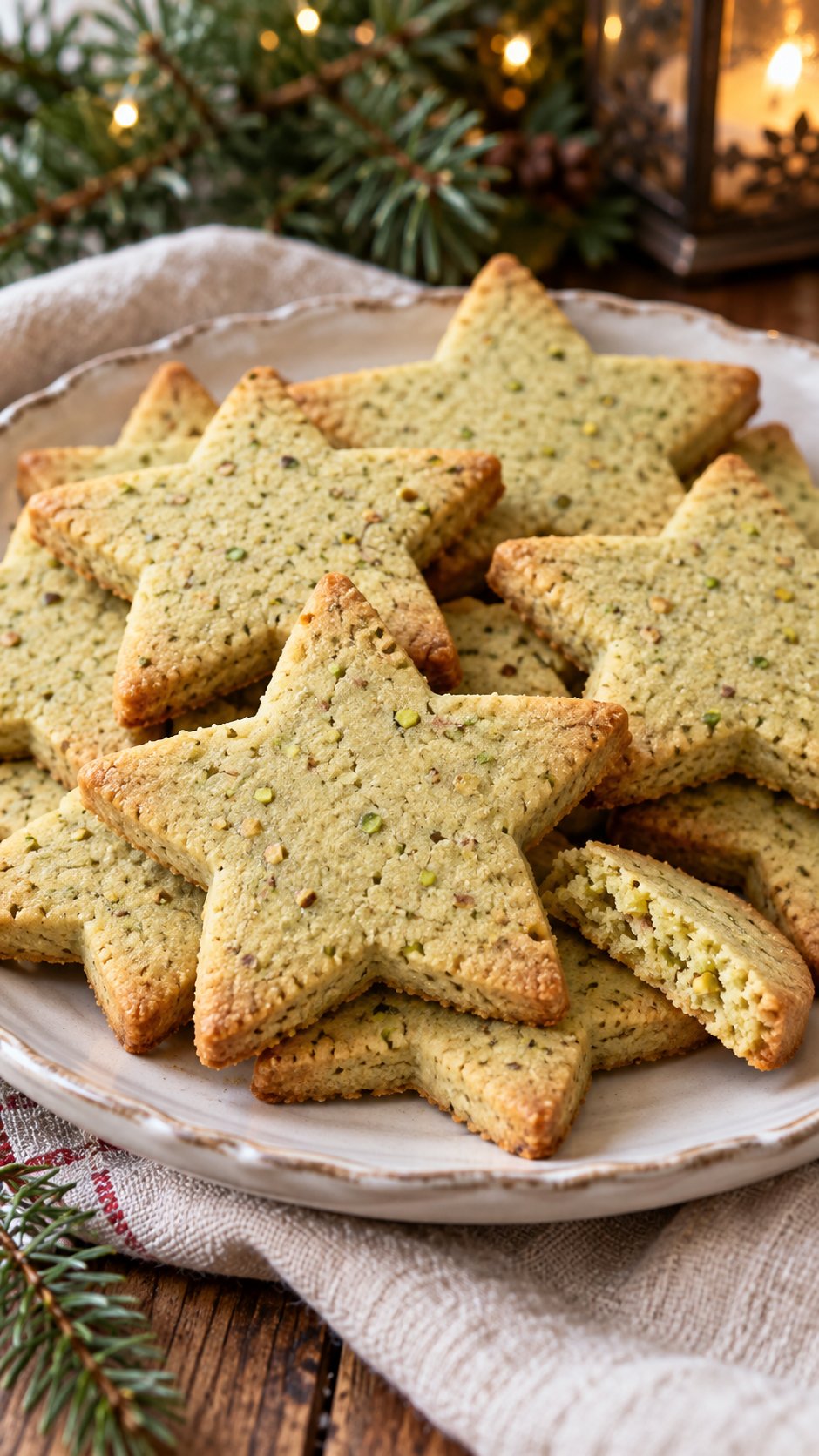 Pistachio Shortbread Stars