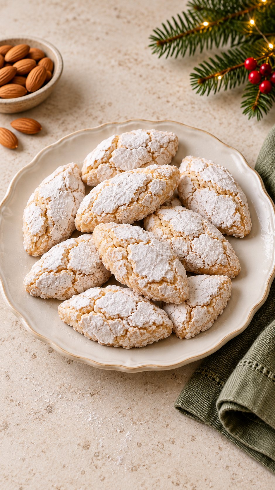 Orange-scented almond cookies inspired by the soft, snowy sweets of Siena.