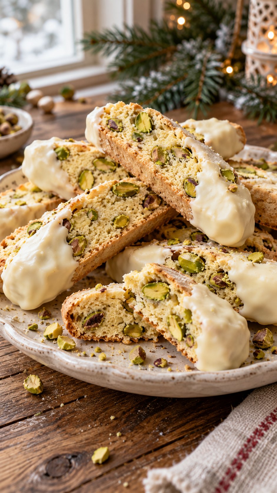 White Chocolate Pistachio Biscotti